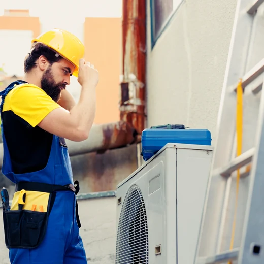 Técnico de ar condicionado em Curitiba realizando manutenção